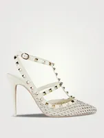 Rockstud Mesh Ankle-Strap Pumps