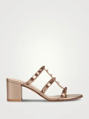 Rockstud Leather Heeled Mules