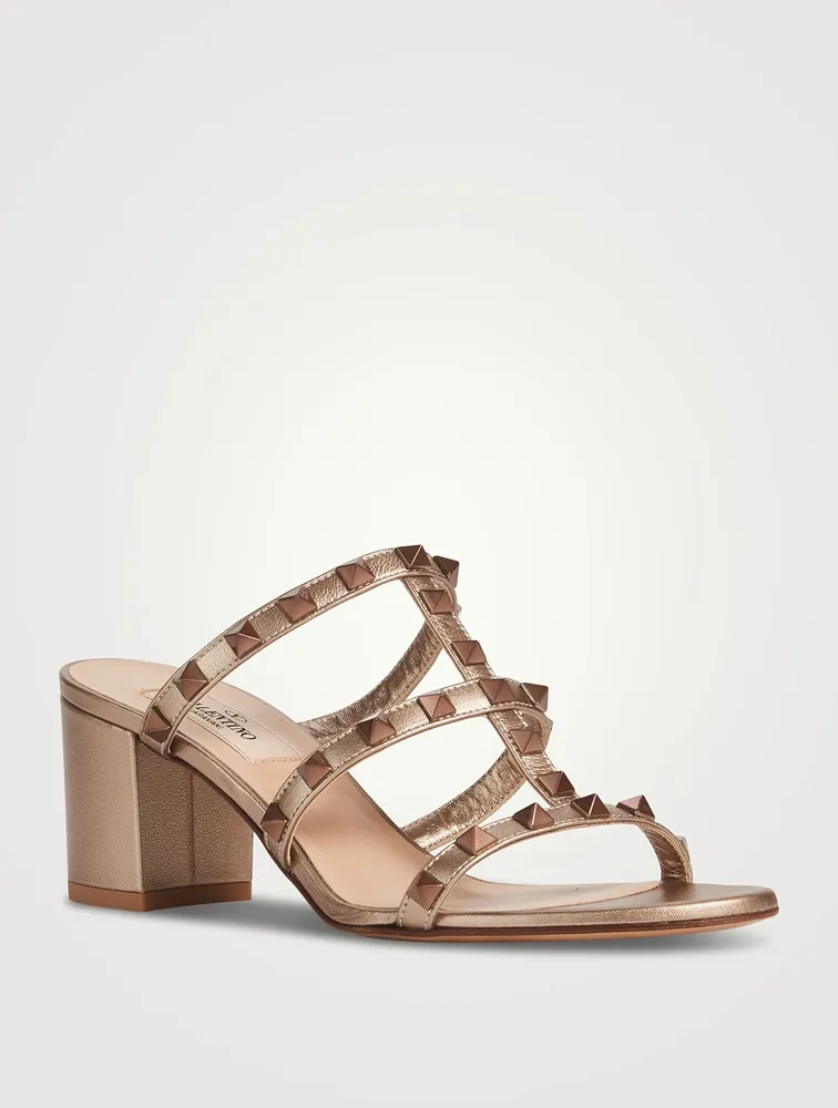 Rockstud Leather Heeled Mules