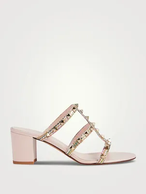 Rockstud Raffia Heeled Mules