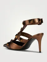 Roman Stud Metallic Leather Ankle-Cuff Pumps