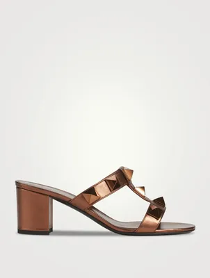 Roman Stud Metallic Leather Mules