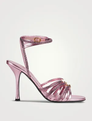 Rockstud Metallic Satin Sandals