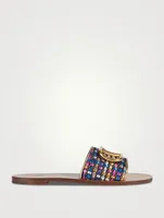 VLOGO Woven Metallic Leather Slide Sandals