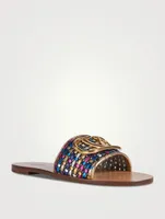 VLOGO Woven Metallic Leather Slide Sandals