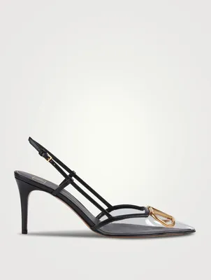 VLOGO PVC And Leather Slingback Pumps