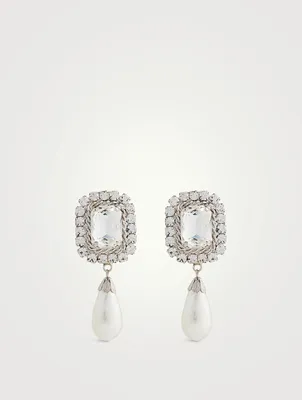 Crystal And Faux Pearl Earrings
