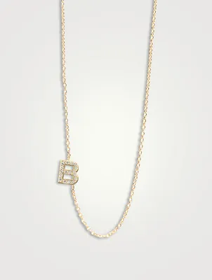 Love Letter 14K Gold B Pavé Diamond Necklace