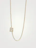 Love Letter 14K Gold B Pavé Diamond Necklace