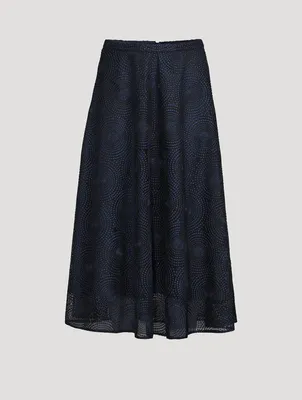 Metallic 3D Dot Embroidered Midi Skirt