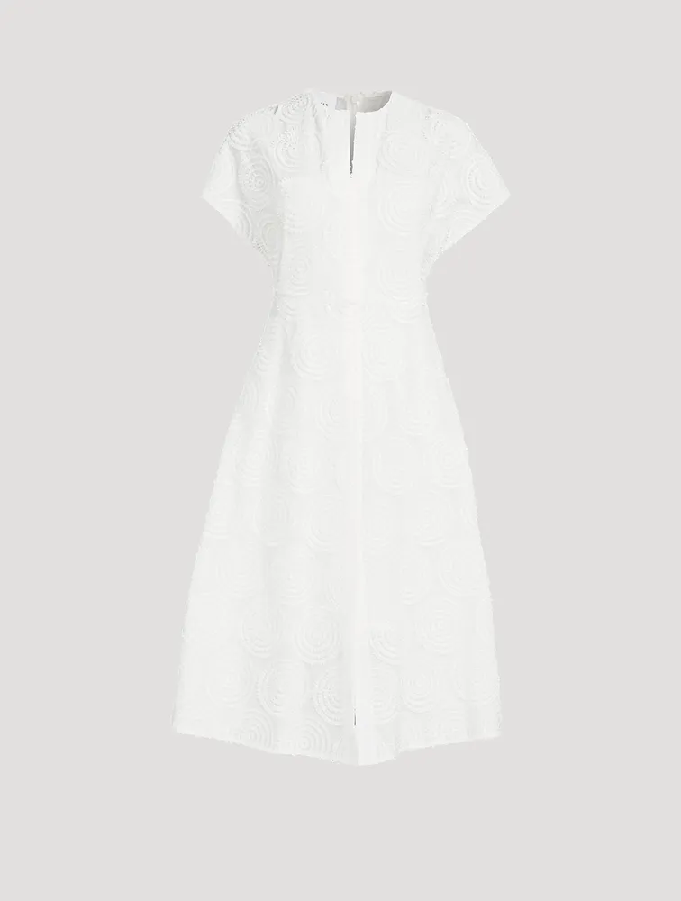 Circle Loop Embroidered Cotton Midi Dress