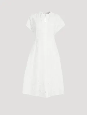 Circle Loop Embroidered Cotton Midi Dress