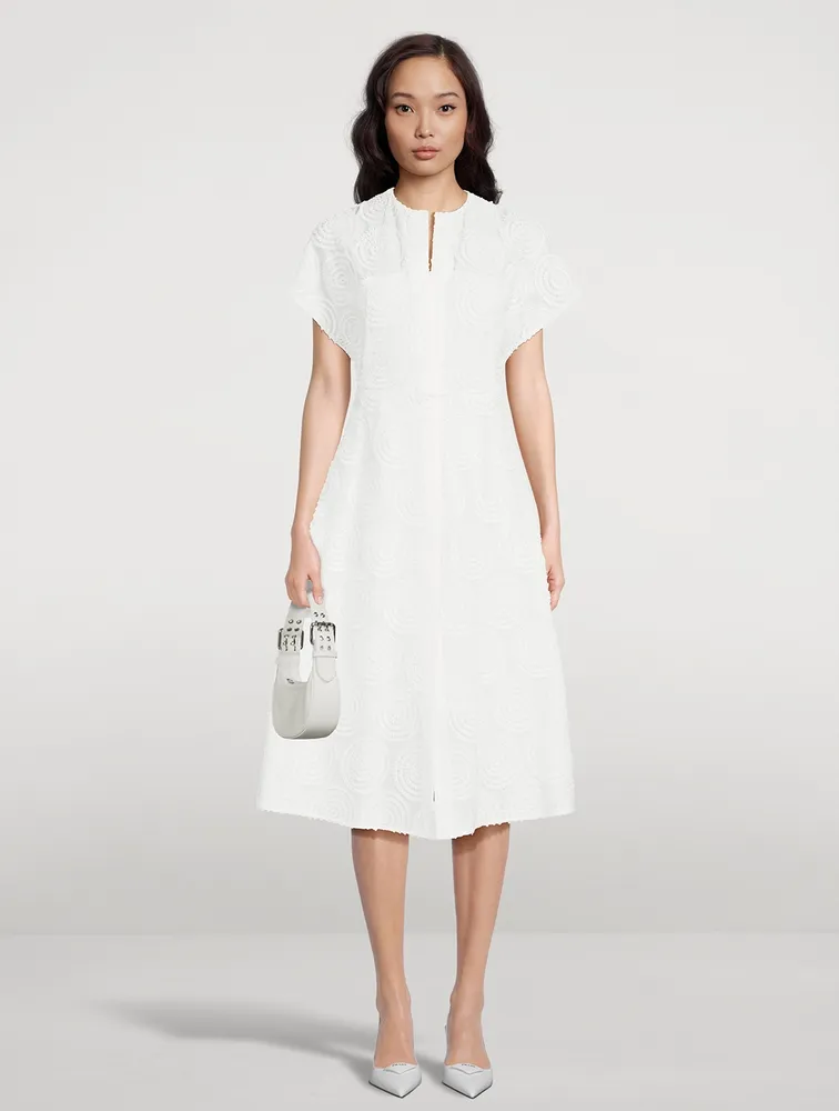 Circle Loop Embroidered Cotton Midi Dress