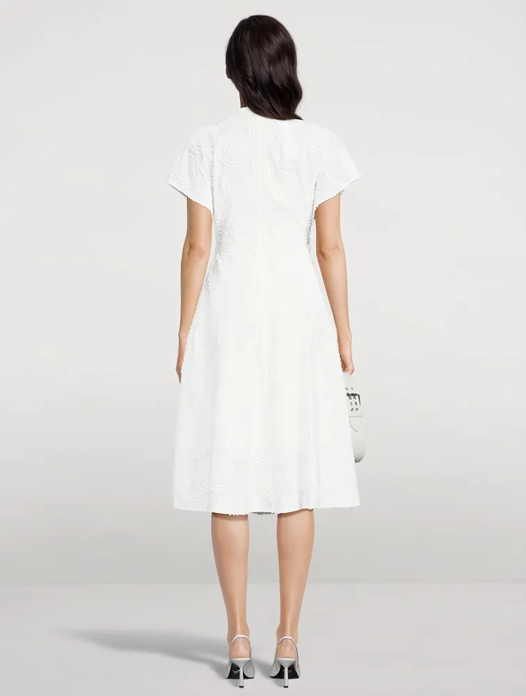 Circle Loop Embroidered Cotton Midi Dress