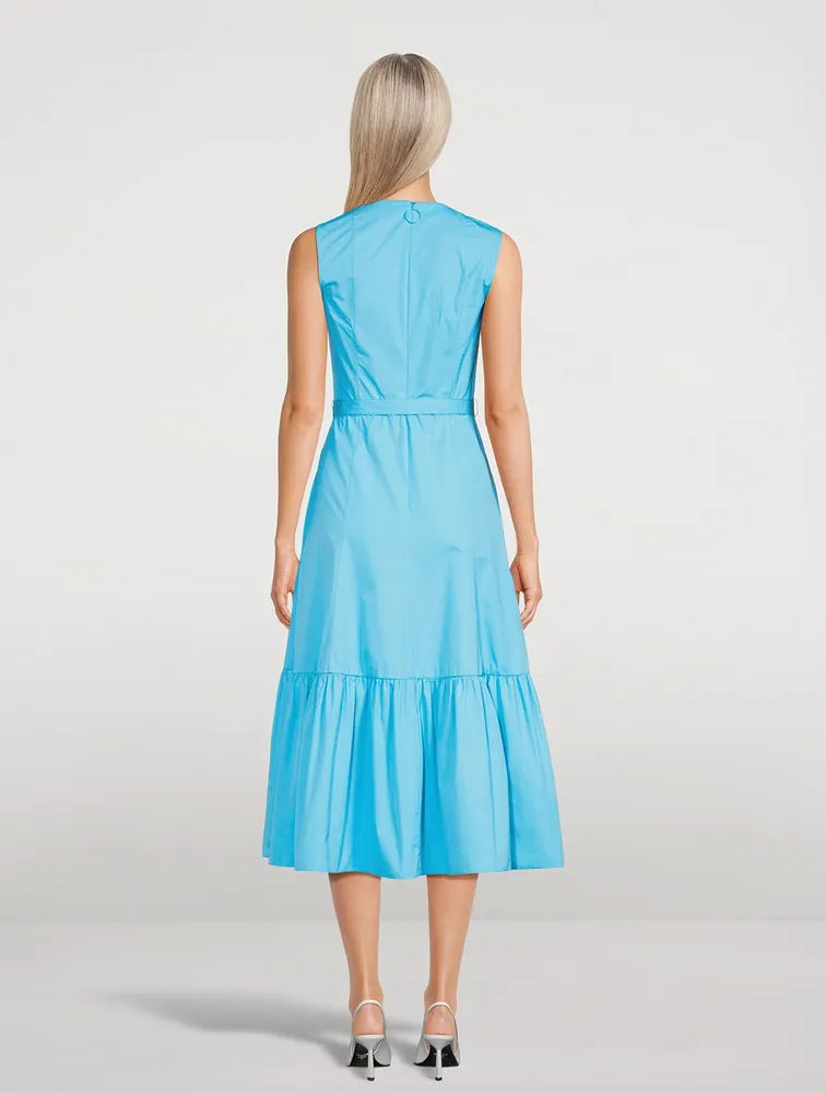 Belted Poplin Midi Dress