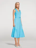 Belted Poplin Midi Dress