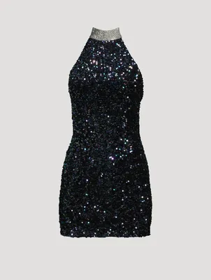 Gaby Sequin Halter Dress