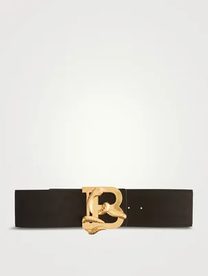 Suede Belt With B Logo