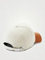 Canvas And Leather Baseball Cap With Logo