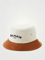 Canvas And Leather Bucket Hat With Logo