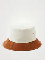 Canvas And Leather Bucket Hat With Logo