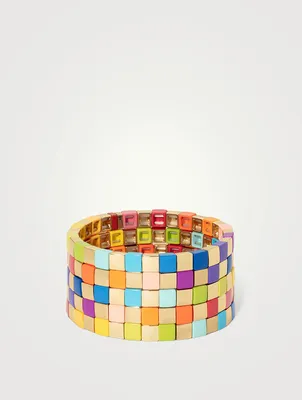Set Of Five Golden Rainbow Bracelets