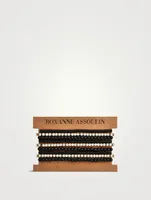 Set Of Nine Black Crystal Bracelets