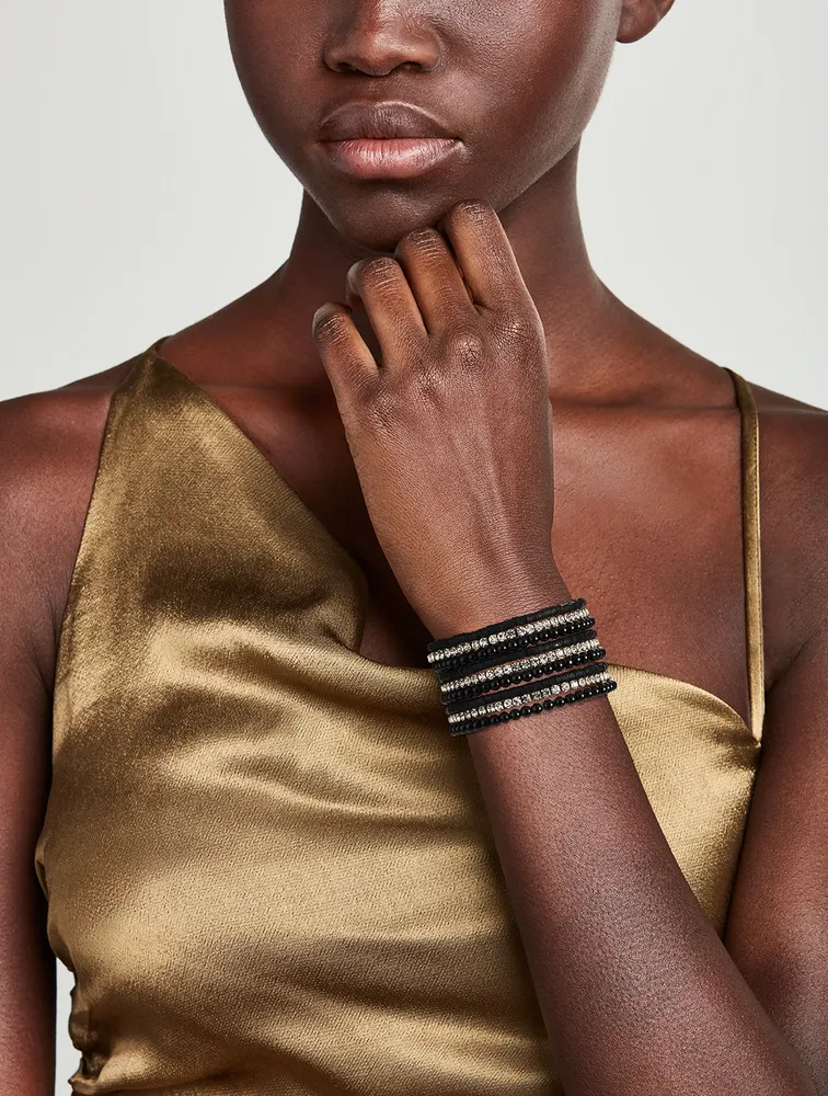 Set Of Nine Black Crystal Bracelets