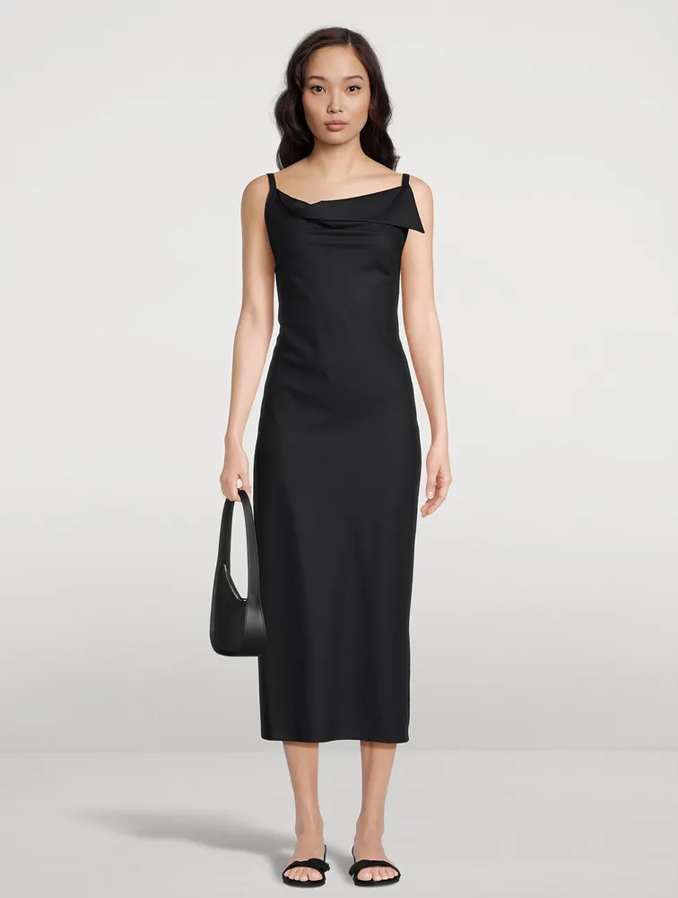 Berna Draped Wool Midi Dress