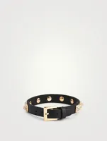 Crystal Rockstud Leather Strap Bracelet