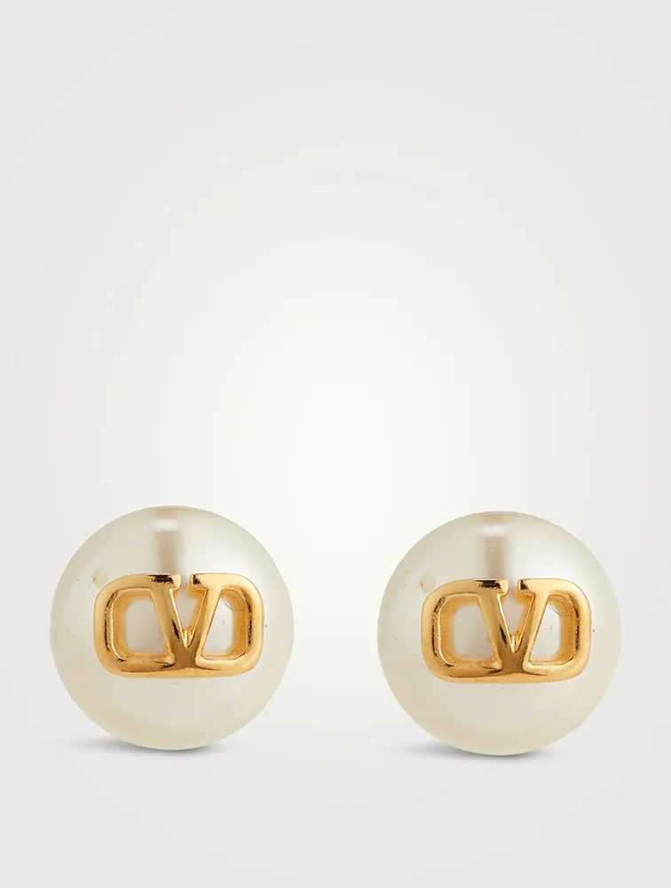 Faux Pearl VLOGO Earrings