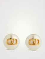 Faux Pearl VLOGO Earrings