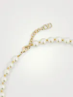 Faux Pearl Necklace With VLOGO