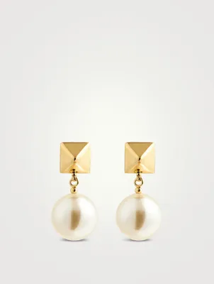 Rockstud Faux Pearl Drop Earrings