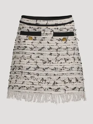 Fringe Tweed Mini Skirt