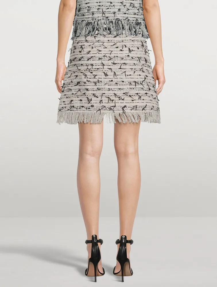 Fringe Tweed Mini Skirt
