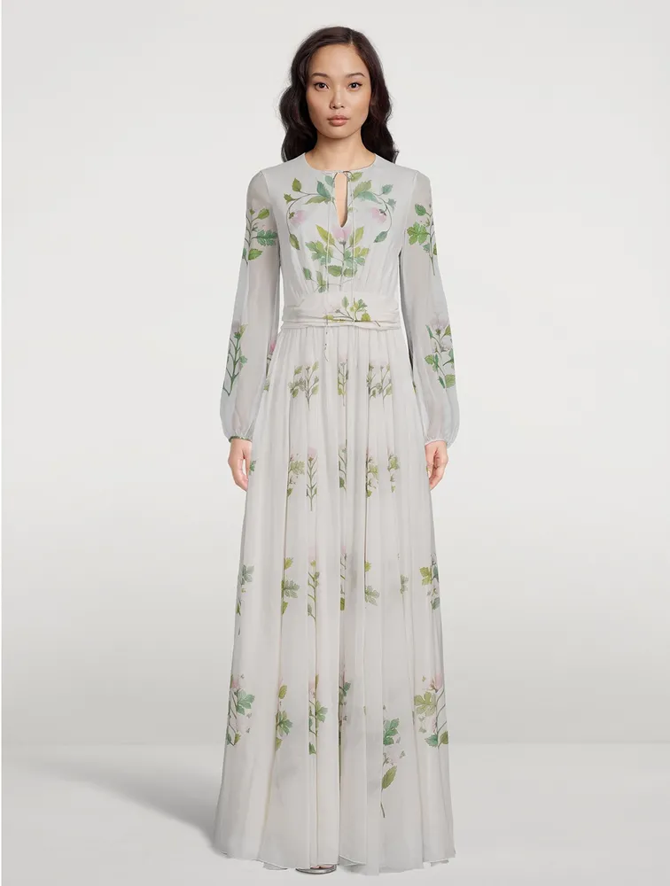 Silk Georgette Gown In Floral Print