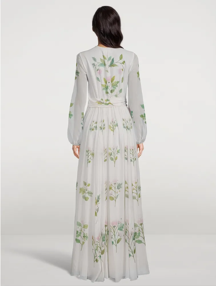 Silk Georgette Gown In Floral Print