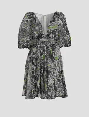 Silk Georgette Mini Dress Floral Print
