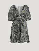 Silk Georgette Mini Dress Floral Print