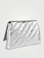 Medium Crush Quilted Metallic Leather Pouch