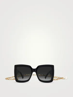 Renee Square Sunglasses With Chain