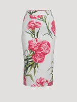 Poplin Pencil Skirt Carnation Print