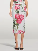 Poplin Pencil Skirt Carnation Print