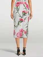 Poplin Pencil Skirt Carnation Print