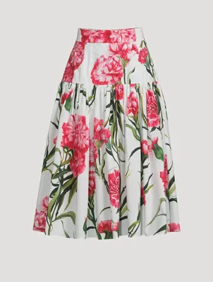 Poplin Midi Skirt Carnation Print