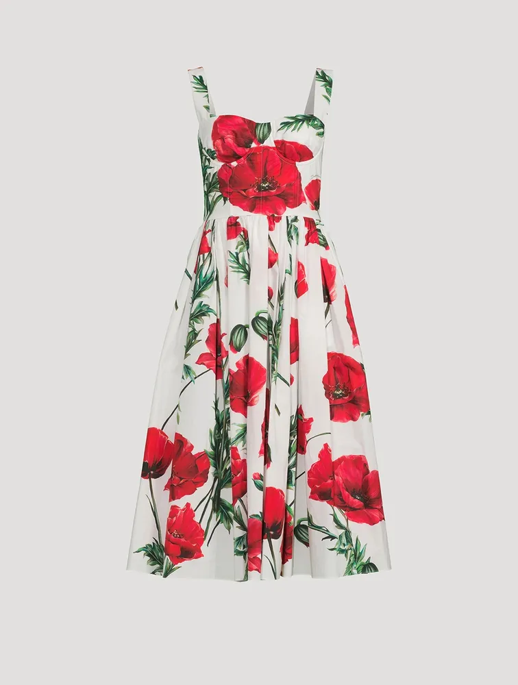 Cotton Midi Dress Poppy Print