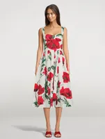 Cotton Midi Dress Poppy Print