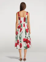 Cotton Midi Dress Poppy Print