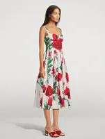 Cotton Midi Dress Poppy Print